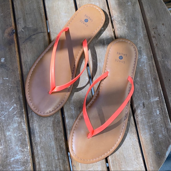 Shade & Shore Shoes - Neon Orange Flip Flips